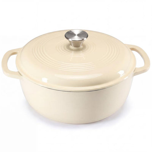 6QT Enameled Cast Iron Dutch Oven With Lid | Multi-use Pot for Home Cooking & Camping