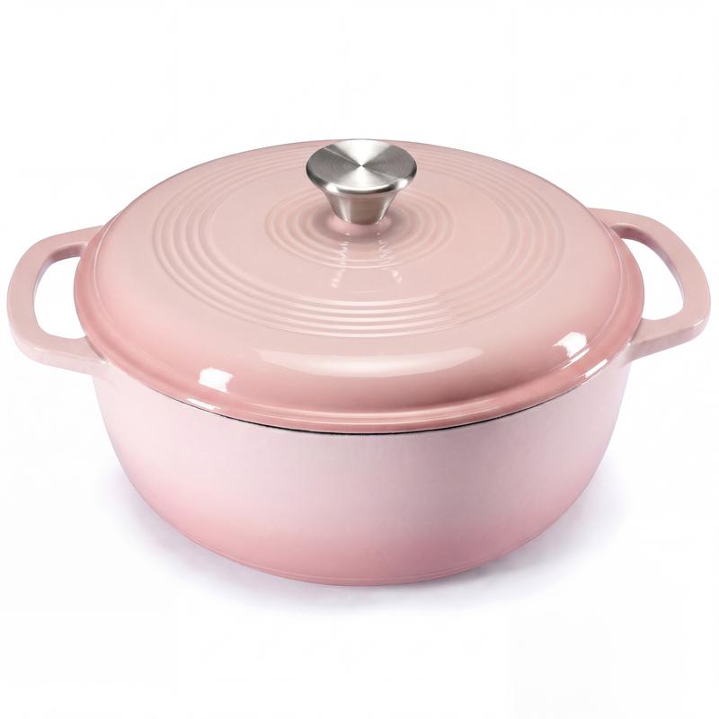 6QT Enameled Cast Iron Dutch Oven With Lid | Multi-use Pot for Home Cooking & Camping